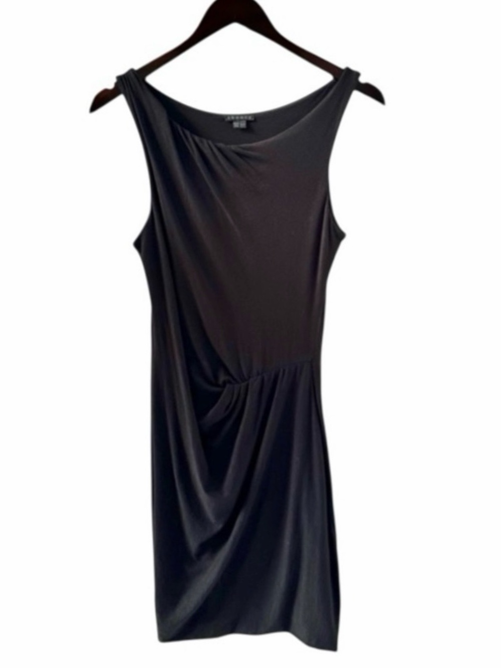 Theory Black Sleeveless Side Draped Dress Size 0